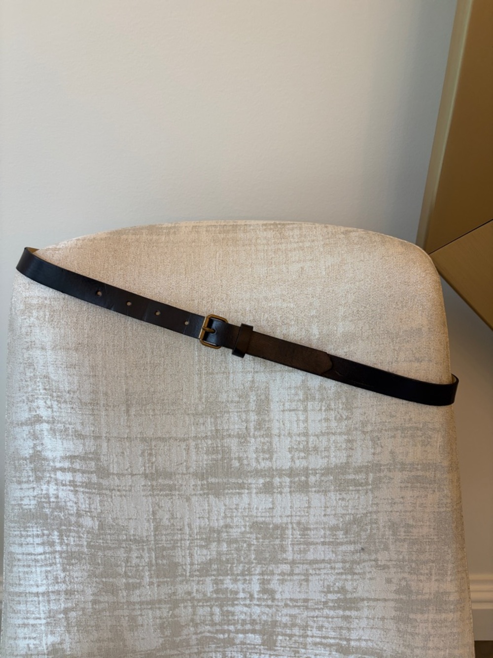 Classic Black Leather Belt with Brass Buckle